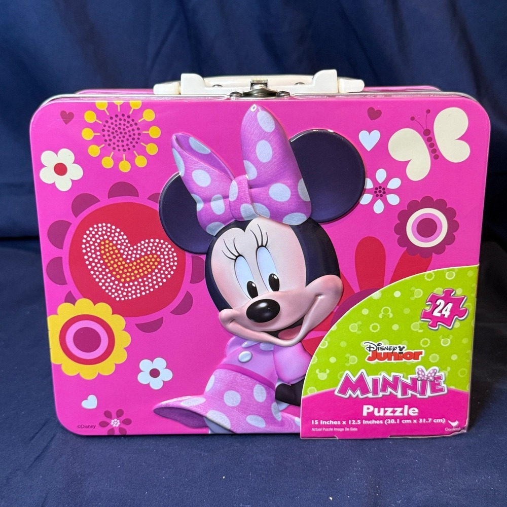 Disney Junior Minnie Mouse 24 Piece Puzzle in Embossed Pink Metal Tin Case